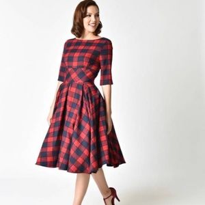 Pretty Dress Company Heburn Dress in Red & Blue